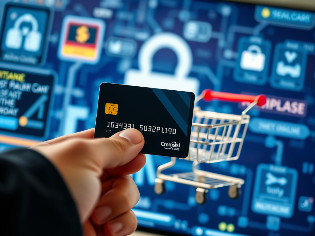 Person making an online payment with a credit card