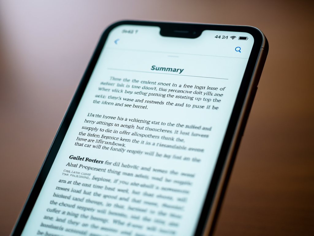 E-book reader app with highlights and summary notes on screen