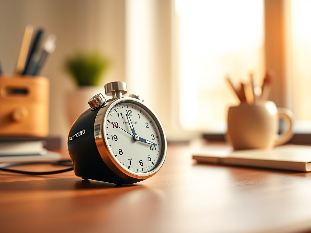 Pomodoro timer method concept for productivity and focus