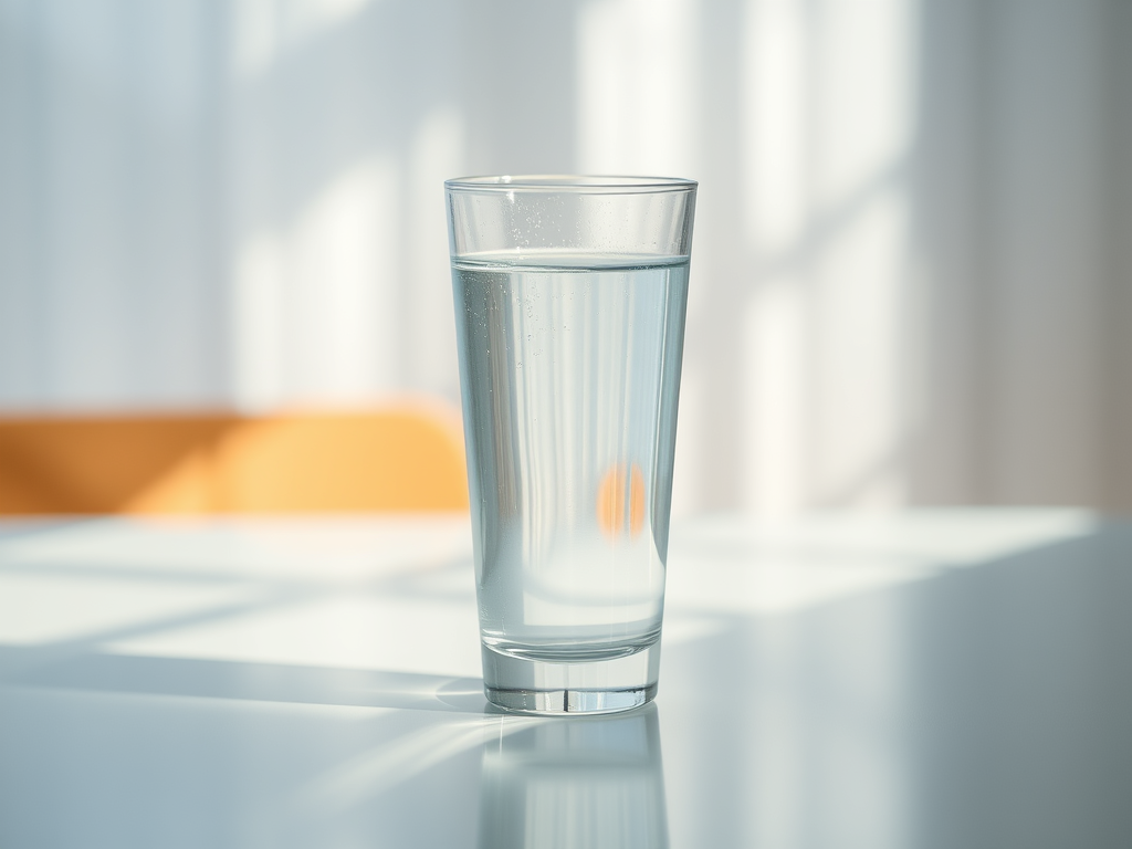 Healthy habit of drinking a glass of water in the morning sunlight