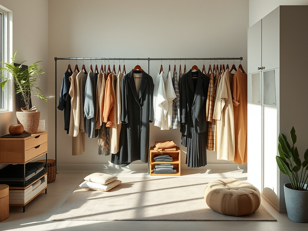 Minimalist wardrobe with eco-friendly clothing